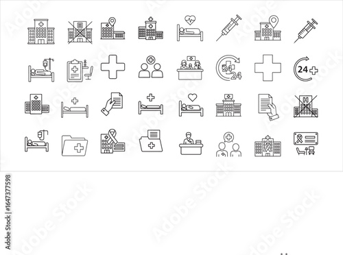 Medical and Hospital Line Art Icons