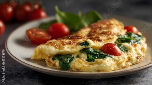 Egg white omelet with spinach and tomatoes