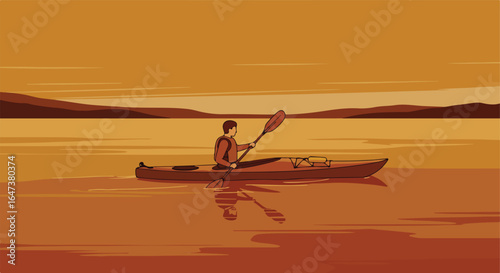 Kayaker at dusk