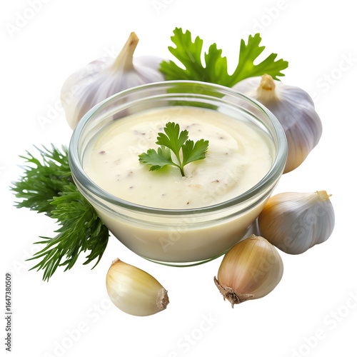 garlic souse white background
