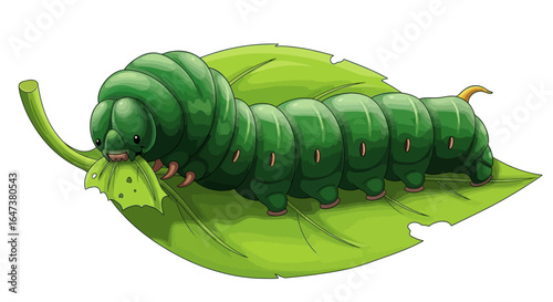 adorable green caterpillar munching on leaf perfect for childrens books educational materials and naturethemed designs