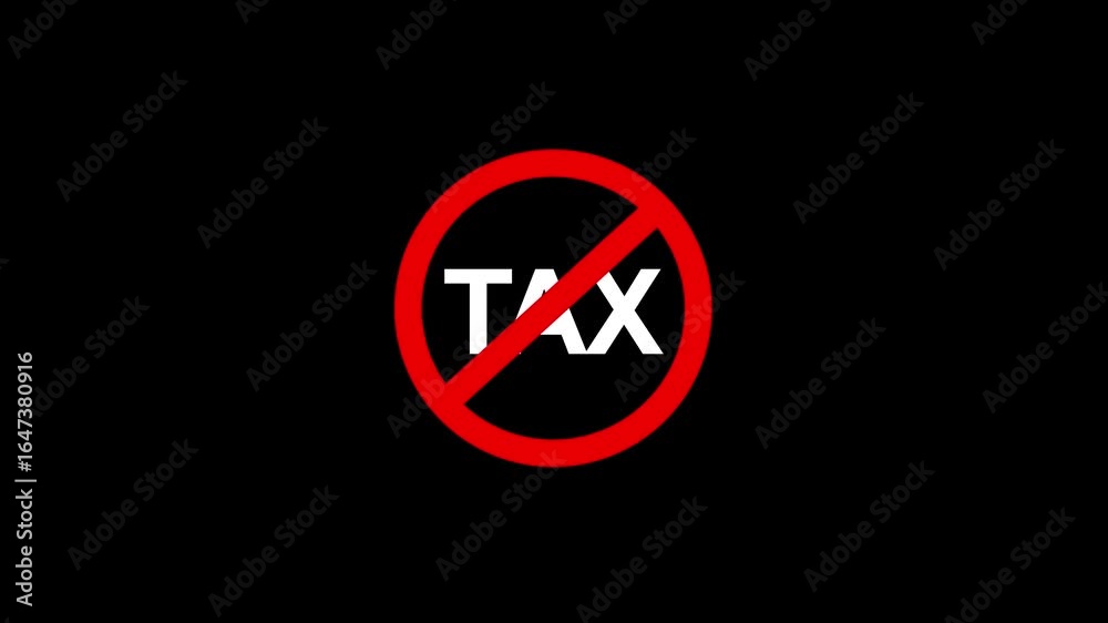 tax prohibition sign animation.4K motion animation , black background .Caution warning symbol, alert, error sign tax prohibition sign animation.4K motion animation , black background .Caution warning symbol, alert, error sign