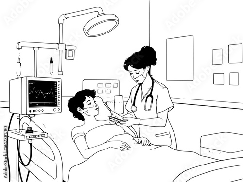 nurse and patient in room 
