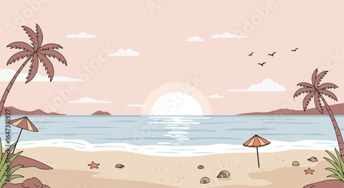 Cartoon beach scene