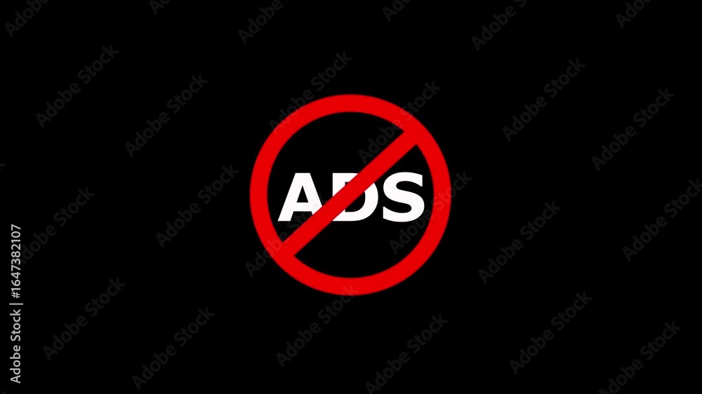 ads prohibition sign animation.4K motion animation , black background .Caution warning symbol, alert, error sign ads prohibition sign animation.4K motion animation , black background .Caution warning symbol, alert, error sign