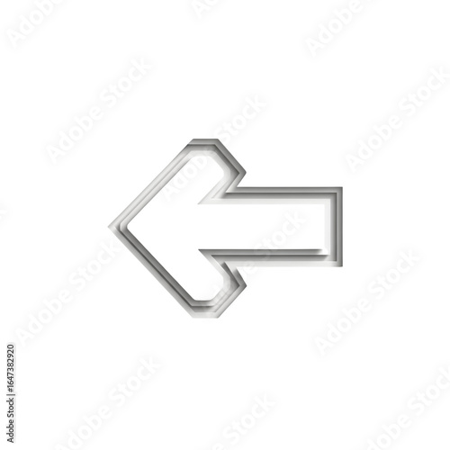 Free Download A metallic silver embossed arrow pointing left, a back or previous button icon, isolated on a transparent background. - GFXLoad