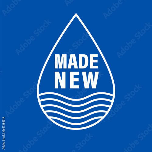 Made new, baptism logo design with drop and wave. Vector illustration for church dress design with biblical quote