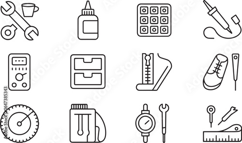 Tools and Measuring Devices Collection wrench glue