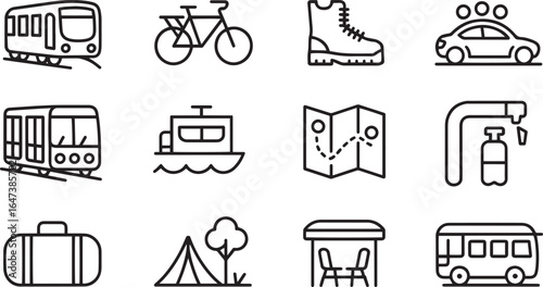 Transportation and travel icons collection vector