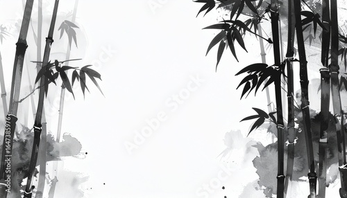 Wallpaper Mural Elegant Bamboo in Watercolor Ink Wash Art Torontodigital.ca