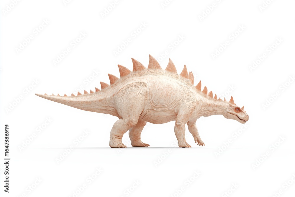 Fototapeta premium Realistic dinosaur stegosaurus illustration on white background for educational and design purposes