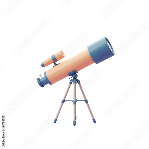 Modern Minimalist 3D Telescope - Vibrant & Floating