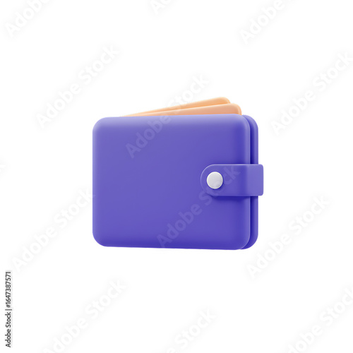 Vibrant 3D Minimalist Wallet - Modern Floating Design on White