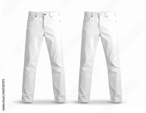 Plain jeans mockup front and back view on white background