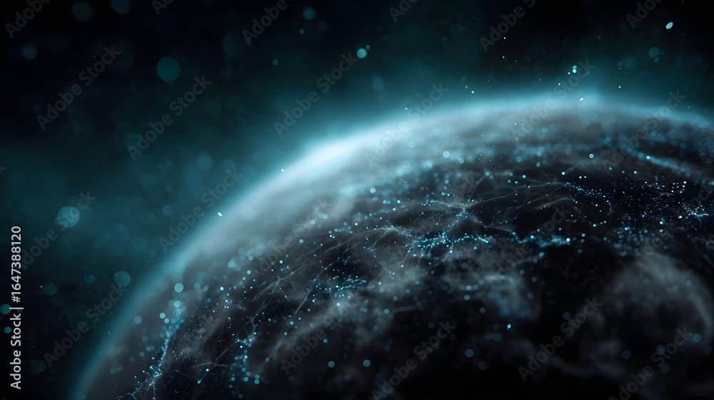 Obraz premium Digital globe with 5G connectivity nodes and sci fi lighting