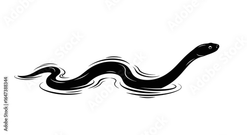Wallpaper Mural elegant black snake silhouette swimming in water perfect for aquatic nature and wildlife designs logos and branding projects Torontodigital.ca