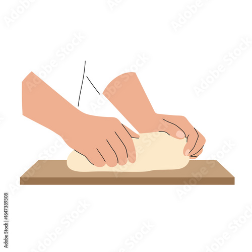 Kneading Dough Baker's Hands at Work