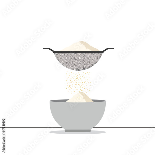 Sifting Flour into Bowl, Baking Ingredient