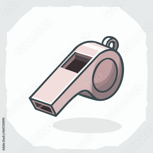 A close-up illustration of a light pink whistle, commonly used in sports for signaling.