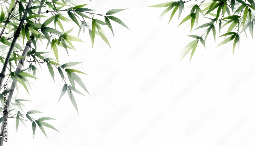 Fototapeta premium Elegant Bamboo Leaves on Minimalist White Background