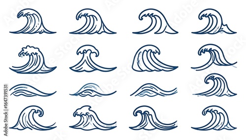 Fototapeta Naklejka Na Ścianę i Meble -  Collection of stylized ocean waves (3)