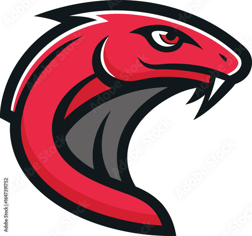 Aggressive red cobra head mascot logo