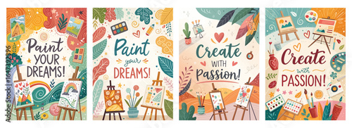 Colorful artistic illustrations inspiring creativity and passion in art, perfect for aspiring artists.