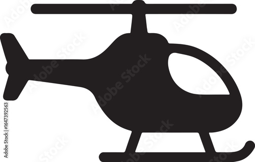 Helicopter silhouette vector for aviation, transport, rescue, military, travel, and emergency service design projects.
