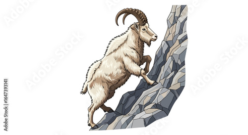 majestic mountain goat ascending rocky peak a symbol of perseverance strength and reaching the summit for business nature and adventure designs