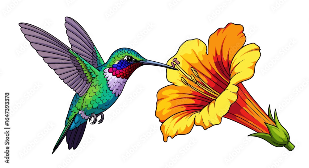 Fototapeta premium vibrant hummingbird and flower natures perfect harmony for designs needing a touch of tropical beauty and exquisite detail
