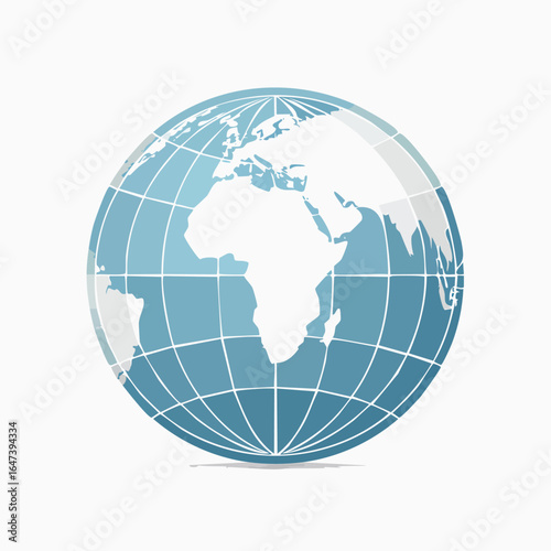 A detailed illustration of a blue globe showcasing the continents and oceans.