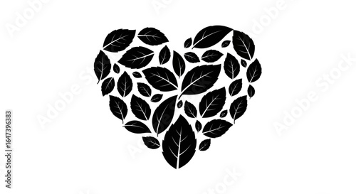 heart shaped silhouette of leaves ecofriendly design for natureinspired branding wellness and sustainability projects