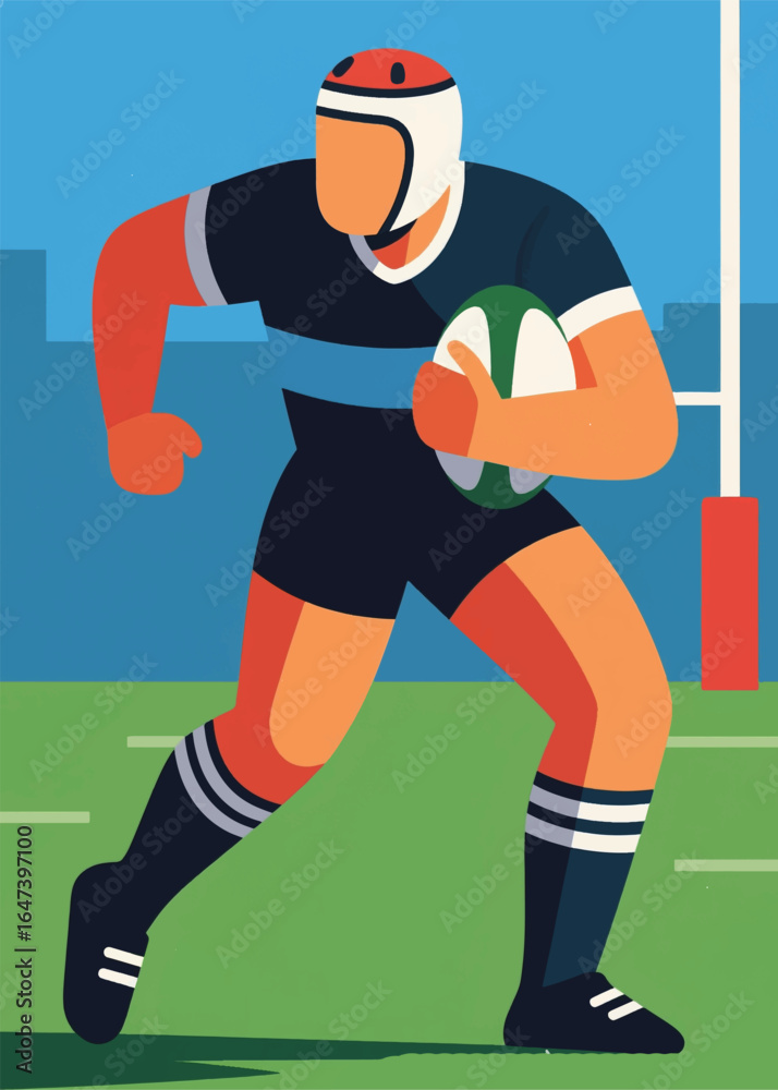 Obraz premium rugby sports players Illustrator Artwork design template poster
