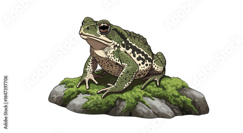 green toad perched on mossy rock a highquality illustration for nature documentaries educational materials and childrens books