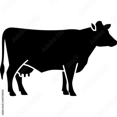 Silhouette of a Dairy Cow: An elegant, minimalist silhouette of a dairy cow. Evoking the simplicity of rural life, its form conveys the essence of agriculture and livestock. 