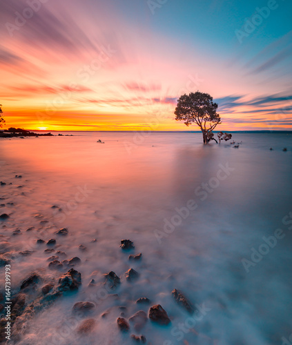 Fototapeta Naklejka Na Ścianę i Meble -  Sunrise at Tenby Point Victoria Australia over sea