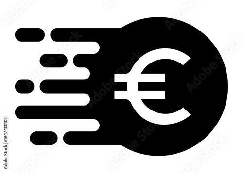 Money transfer icon. sending money symbol with euro sign. fast payment, Fast payment express bank transaction system. Vector illustration on transparent png background.