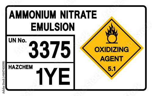 Ammonium Nitrate Emulsion UN 3375 Symbol Sign, Vector Illustration, Isolate On White Background, Label.EPS10