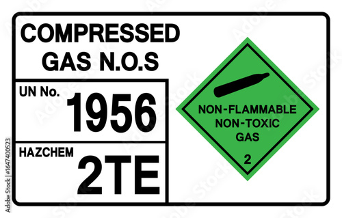 Compressed Gas UN 1956 Symbol Sign, Vector Illustration, Isolate On White Background, Label.EPS10