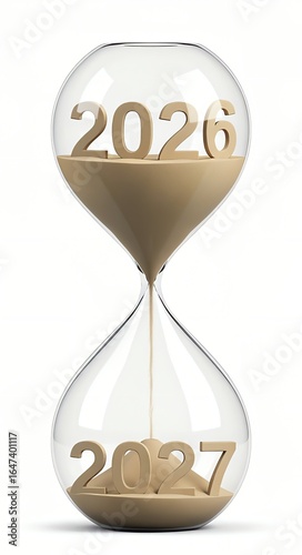 Hourglass Representing 2026 and 2027 in a Minimalistic Style