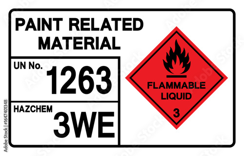 Paint Related Material UN 1263 Symbol Sign, Vector Illustration, Isolate On White Background, Label.EPS10