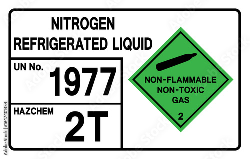 Nitrogen Refgigerated Liquid UN 1977 Symbol Sign, Vector Illustration, Isolate On White Background, Label.EPS10