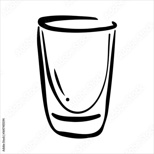 Hand drawn juice glass illustration. Doodle vector. Minimalist line sketch. Cartoon style icon. Vintage design artwork.