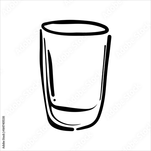 Hand drawn juice glass illustration. Doodle vector. Minimalist line sketch. Cartoon style icon. Vintage design artwork.