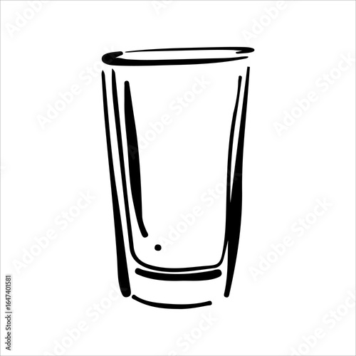 Hand drawn milk glass illustration. Doodle vector. Minimalist line sketch. Cartoon style icon. Vintage design artwork.