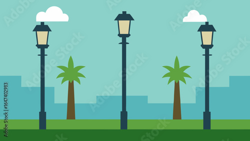Antique city lamppost illuminating the night sky