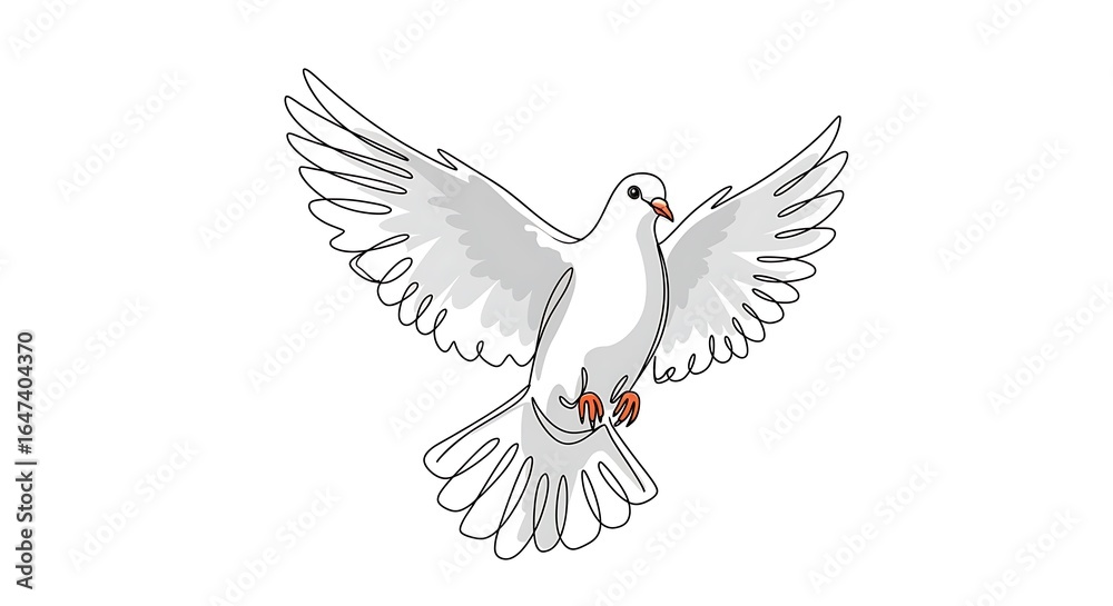 Fototapeta premium White Dove in Flight with Open Wings on Plain Background