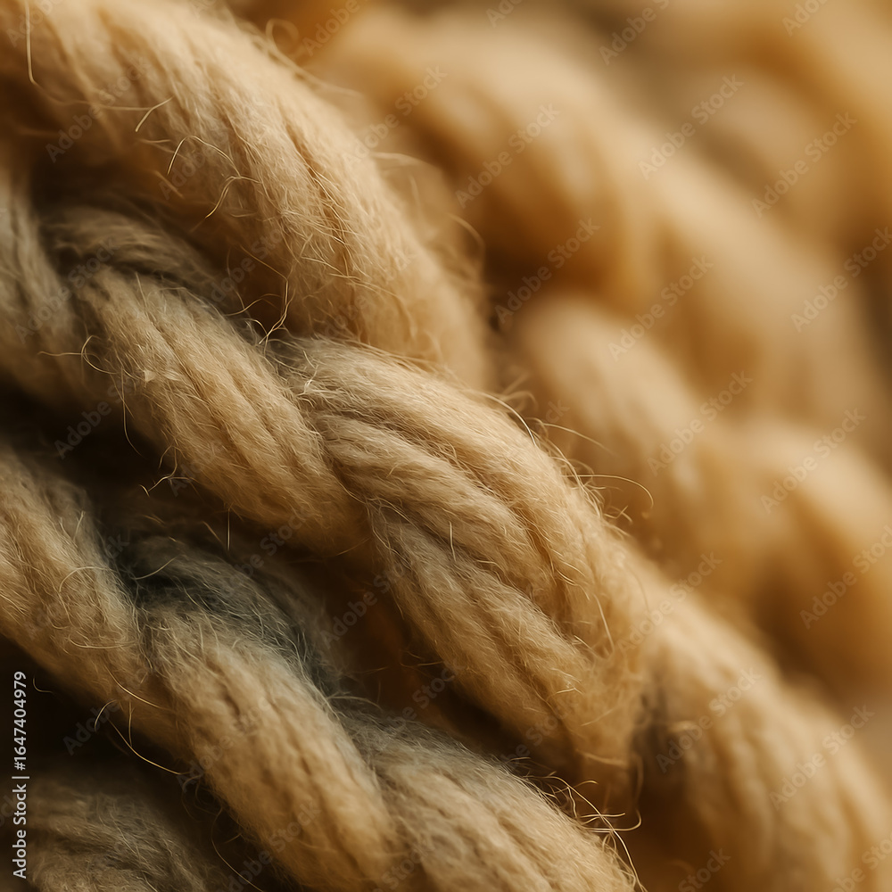 Fototapeta premium Close-up of textured natural rope fibers intertwined together