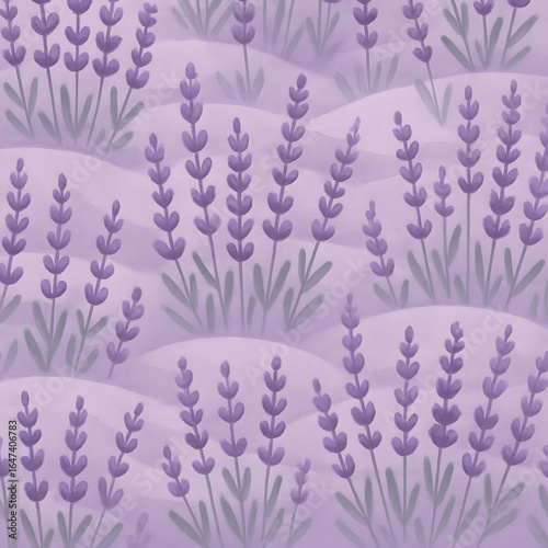 Lavender Field Illustration: A serene illustration depicts a field of lavender, their delicate purple blooms swaying gently, evoke a sense of calm and natural beauty