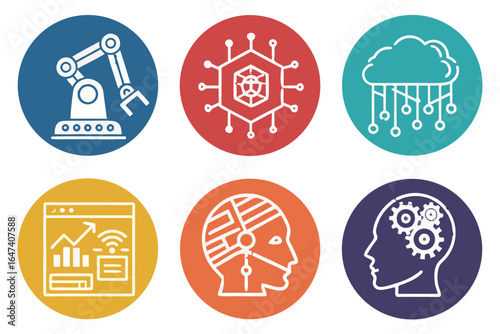 Collection of icons for ai, robotics, and digital technology concepts